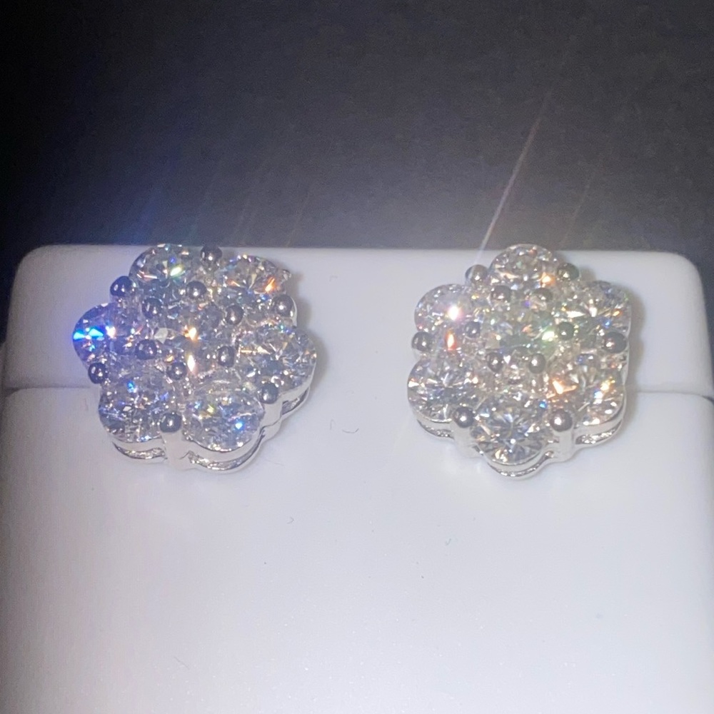 3 CTW. 925 SILVER MOISSANITE PAIR OF EARRINGS $700 PRICE TAGS AS SHOWN